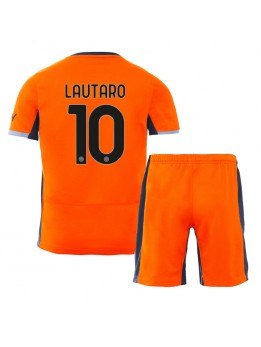 Billige Inter Milan Lautaro Martinez #10 Tredjedraktsett Barn 2023-24 Kortermet (+ Korte bukser)